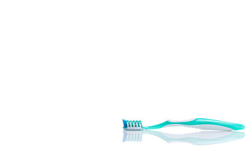 Blue toothbrushes isolated on white background. Dental care