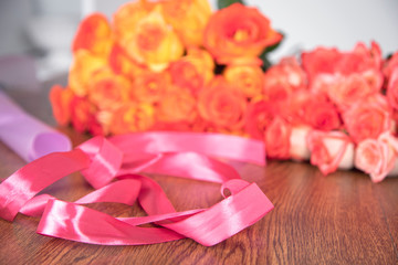 decorations and flowers on table