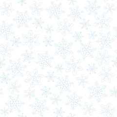 seamless white background  with blue snowflakes