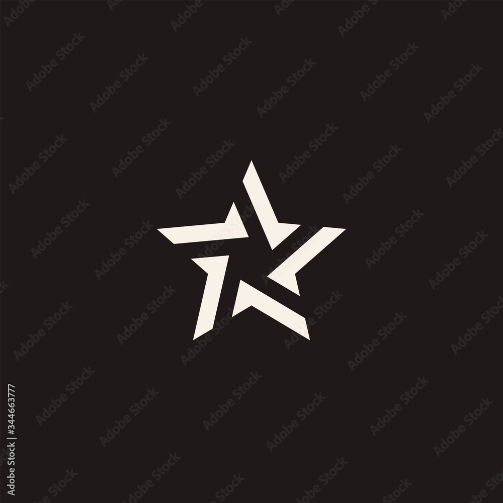 Sticker stylized linear shape star logo design template