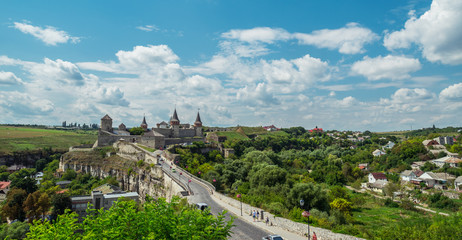 Fototapeta na wymiar Beautiful view of Kamianets-Podilskyi Castle. The most remarkable medieval landmark of central Ukraine.