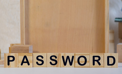 PASSWORD word made with building blocks