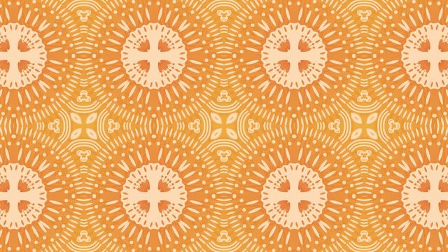 Abstract loop animation of kaleidoscope background. Orange and yellow colors