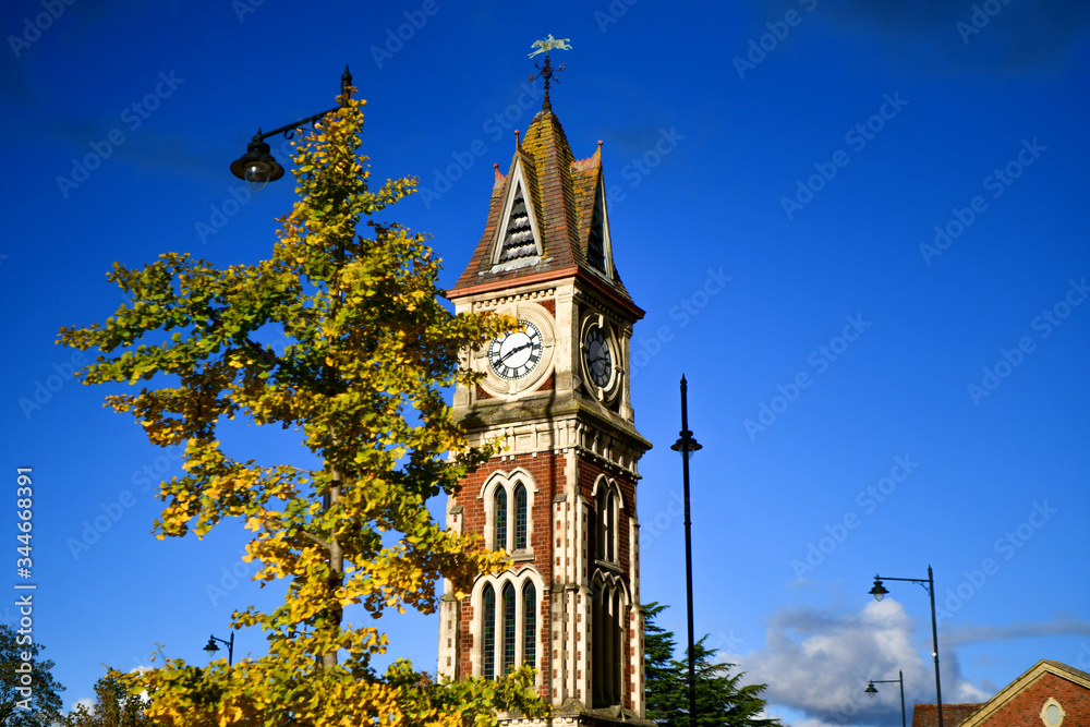 Wall mural clock at a roundabout in newmarket, uk