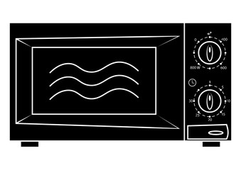 Microwave icon. Microwave symbol in glyph style, simple vector, icon for website design, mobile app. Modern oven in black color, isolated on white background. Vector