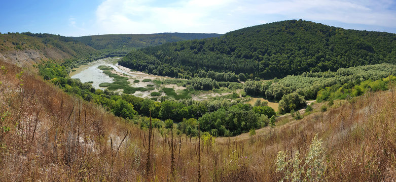 Old bed of the Ternava River. Beautiful nature landscape near Kitay Gorod outcrop.Podilski Tovtry.