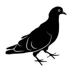 Dove glyph icon. Bird on the ground. Pigeon in black color. Peace concept. Pacifism concept. Vector simple icon for presentation, training, marketing, design. Dove simple icon. Pigeon. Vector