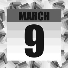 March 9 icon. For planning important day. Banner for holidays and special days. March 9th. Illustration.