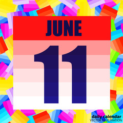 June 11 icon. For planning important day. Banner for holidays and special days. Eleventh of june. Vector Illustration.
