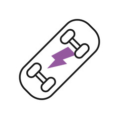 skateboard icon, half line half color style