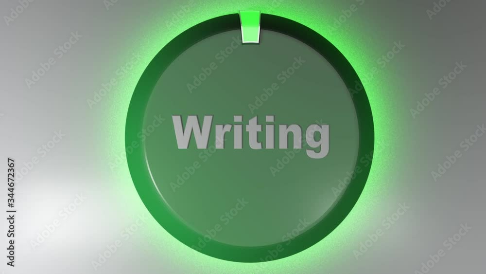Poster a green circle sign with the write writing and a rotating cursor - 3d rendering video clip