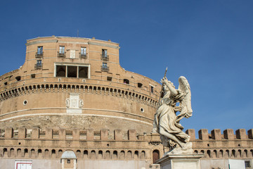 Statue of Angelo Castel Sant'Angelo (in italian Mole Adriana) Rome Italy