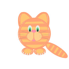 Funny cartoon drawing of a red cat