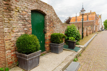 Fototapeta na wymiar scenic street view in the historic town Veere, Netherlands