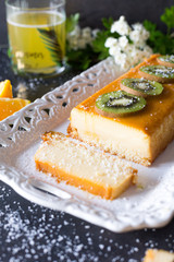 coconut custard in a white dish