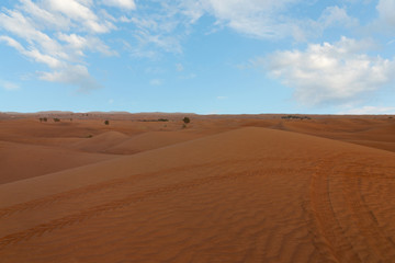 Fototapeta na wymiar Desert sand with blue sky, United Arab Emirates, Dubai