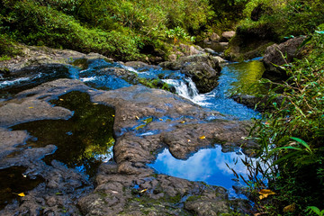Naklejka na ściany i meble Hanakapi' ai Stream Runs Through The Heart of The Hanakapi'ai Valley on The Kalalau Trail, Kauai, Hawaii, USA