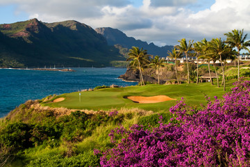 Golf Course Overlooking Nawillwili Bay, Lihue, Kauai, USA