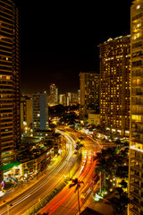 Fototapeta na wymiar Night Skyline Scene on Ala Moana,Waikiki, Oahu, Hawaii, USA