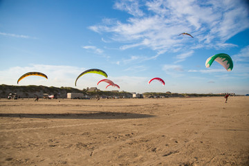 Fototapeta na wymiar paraglider over the beach