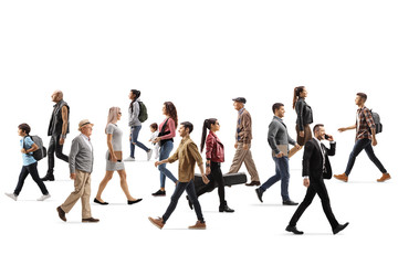 People walking in different directions