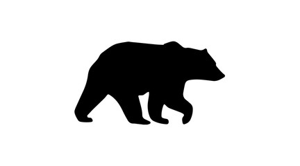 Walking Bear Silhouette White Background