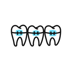 dental braces doodle icon, vector illustration