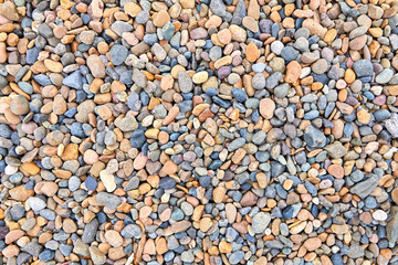 Fondo de coloridas piedras de la playa de Puerto Madryn, Peninsula Valdes, Patagonia Argentina, Sudamerica