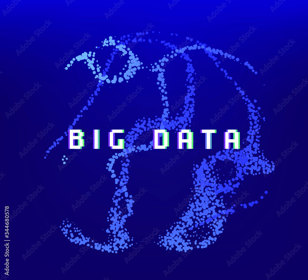 Fototapete Dotted sphere made of particles. Cover or poster for high tech systems: Artificial Intelligence, Deep Learning, Neural networks.