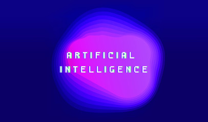 Neon liquid geometric shape on dark background. Cover for science subjects: Big Data, Artificial Intelligence, Information visualization.
