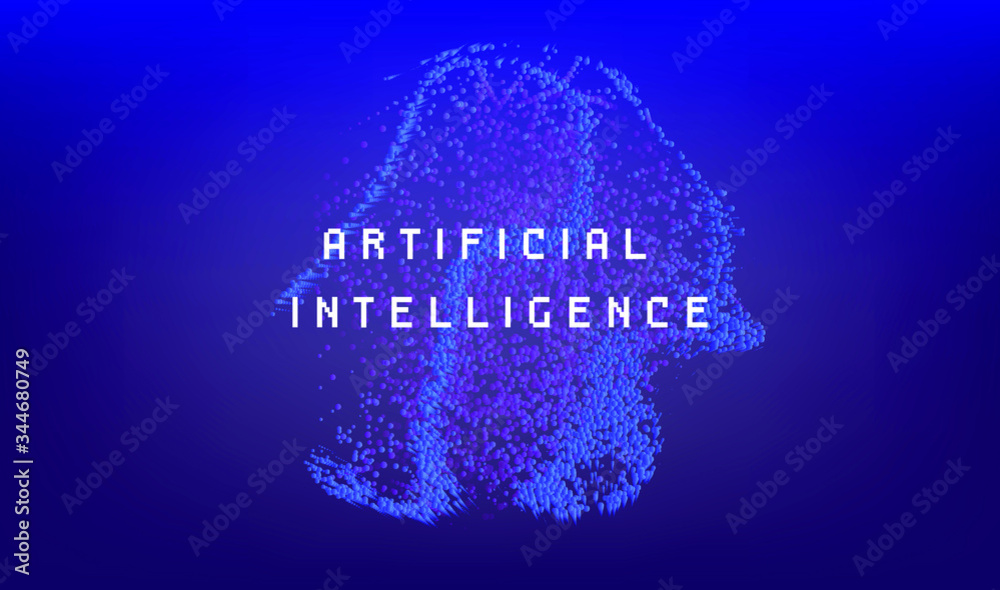 Aufkleber Dotted sphere made of particles. Cover or poster for high tech systems: Artificial Intelligence, Deep Learning, Neural networks.