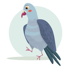 Cute doodle icon of pigeon. Flat cartoon character design. Vector stock illustration of city bird dove. Urban fauna, feathered wildlife isolated on white background.