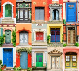 Fototapeta premium collage of old doors of Stralsund, Germany