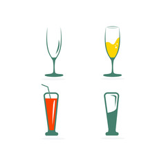 set of wine glasses and wine