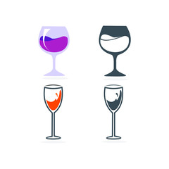 set of wine glasses and wine