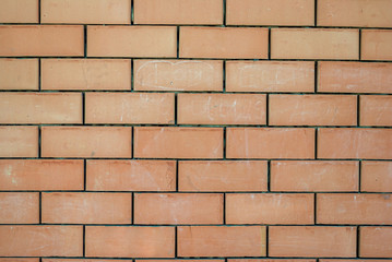 Red brick wall, natural masonry