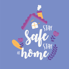 coronavirus messages, stay safe stay at home, calligraphy