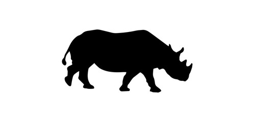 Obraz na płótnie Canvas Rhino Silhouette On White Background