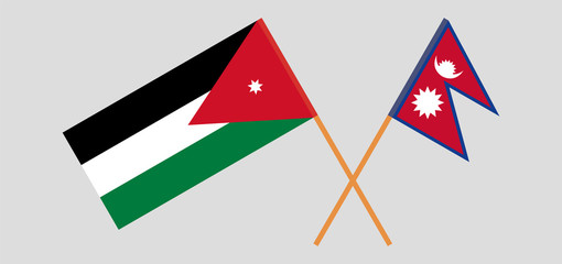 Crossed flags of Jordan and Nepal