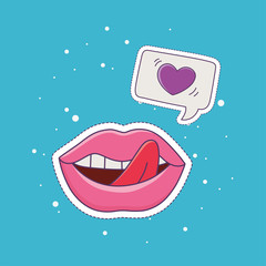 lips tongue out love patch fashion badge sticker decoration icon