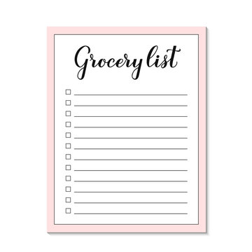 Grocery List Paper Page. Shopping List Sheet Template. Easy To Edit Vector Element Of Design For Organizer, Notebook, Meal Planner, Recipe Card, Etc.