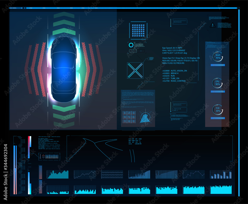 Poster futuristic user interface. hud ui. abstract virtual graphic touch user interface. cars infographic.c