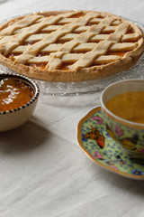 Afternoon tea break with jam tart