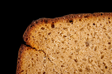 Macro close up of slice of dark bread