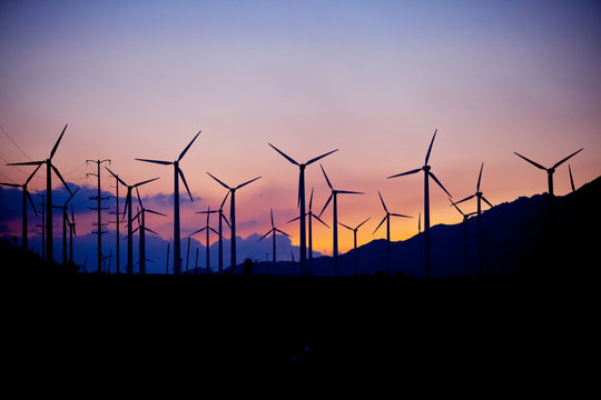 Wind Turbines at Sunset