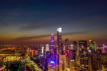 CBD city scenery in the evening of Guangzhou, China