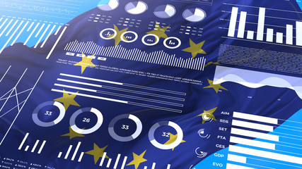 Europe Union. European statistics, infographics, financial market data - obrazy, fototapety, plakaty