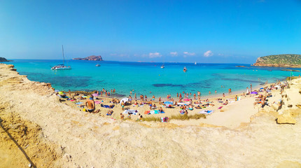 Fototapeta na wymiar panorama of the maritime beach of Cala Comte in Ibiza