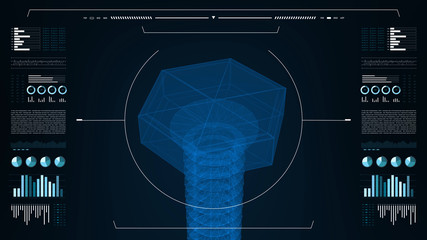 3d of rotating bolt. Symbol of industry equipment or mechanical services.