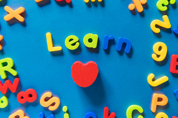 Colorful magnetic child letters spelling learn